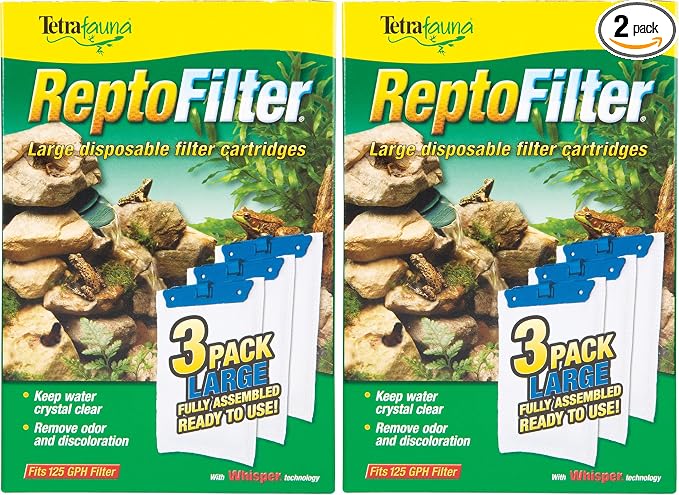 Tetra ReptoFilter Large Filter Cartridges for Terrariums, Fits TetraFauna ReptoFilter 50 gal, 3 Count (Pack of 2)