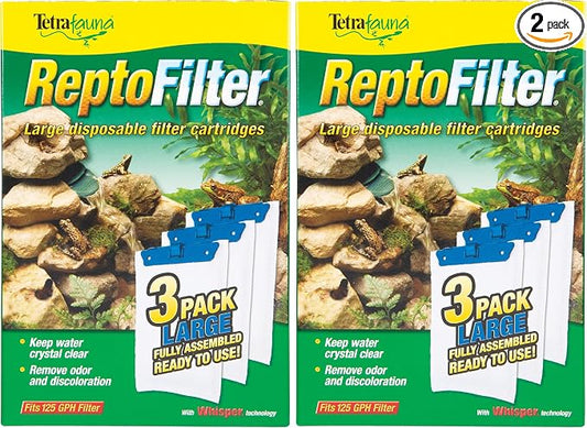 Tetra ReptoFilter Large Filter Cartridges for Terrariums, Fits TetraFauna ReptoFilter 50 gal, 3 Count (Pack of 2)