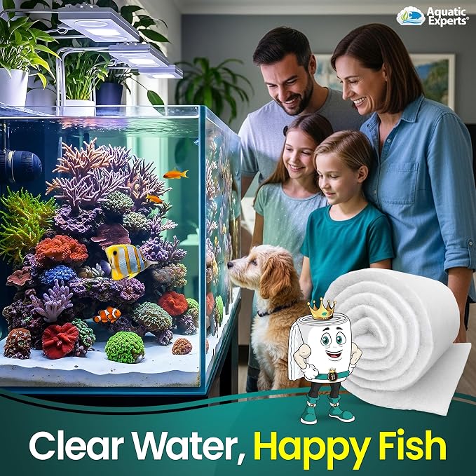Aquatic Experts Aquarium Filter Floss for Fish Tank Filters - FilterFirst Aquarium Filter Pad - Media Roll for Crystal Clear Water, 3/4" - 1" Thick (12 Inch Wide, 72 Inch Long) (Pack of 2)