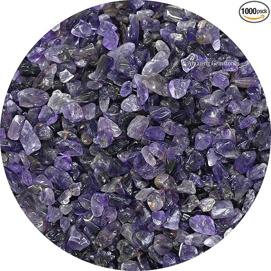 Amazing Gemstone Amethyst Crystal Chips and Rocks - 1000+ Carat Bulk Aquarium Gravel, Small Tumbled Stone Chips and Tiny Crystals for Fish Tank Decoration (Natural AAA Grade Gemstones)