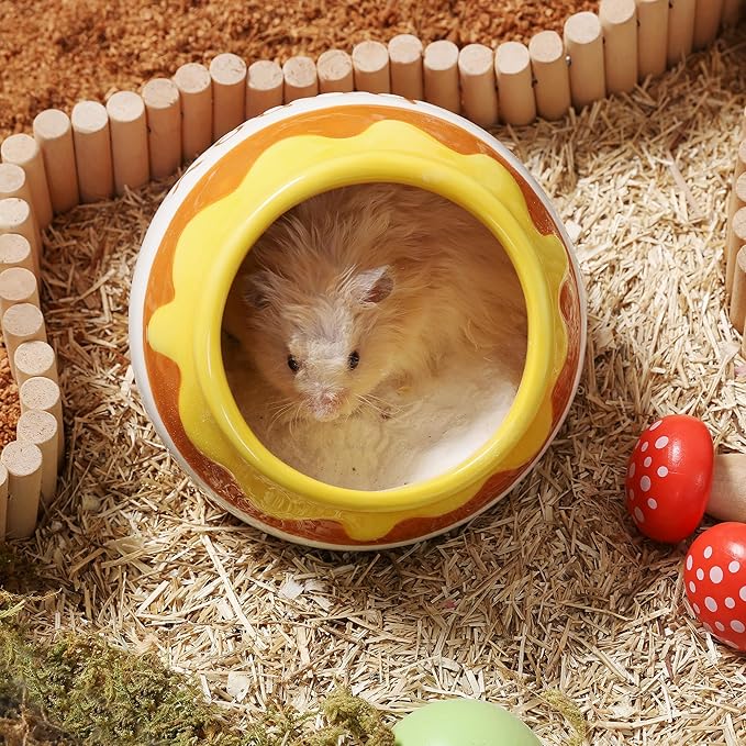 Hamster Sand Bath Container Small Animals Shower and Digging Bathroom Toilet, Ceramics Honey Pot Bathtub for Dwarf Hamster, Syrian Hamster, Gerbils, Hedgehogs, Mice, Rats, Lemming