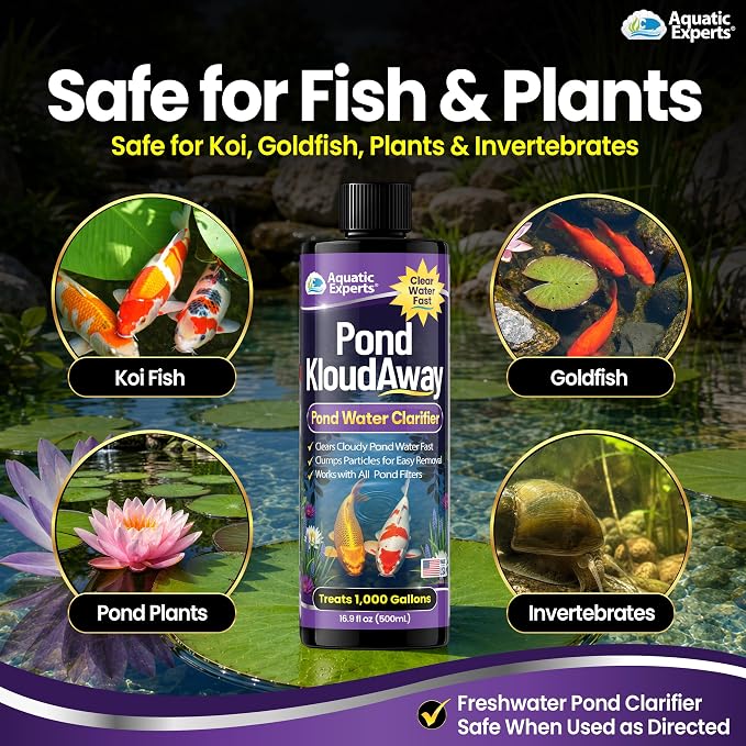 Pond KloudAway Pond Water Clarifier – Clears Cloudy Pond Water, Clumps Particles for Easy Removal, 500 mL, Aquatic Experts