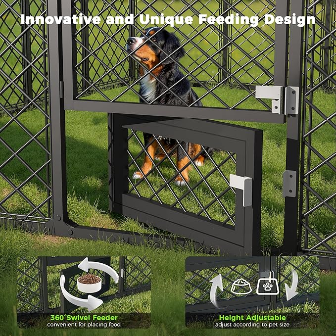 10x20×6.4 FT Heavy Duty Dog Kennel Outdoor with Secure Double Locks and Waterproof & UV Resistant Roof Cover,All Weather Resistant Anti-Rust Metal Enclosure for Large Dogs