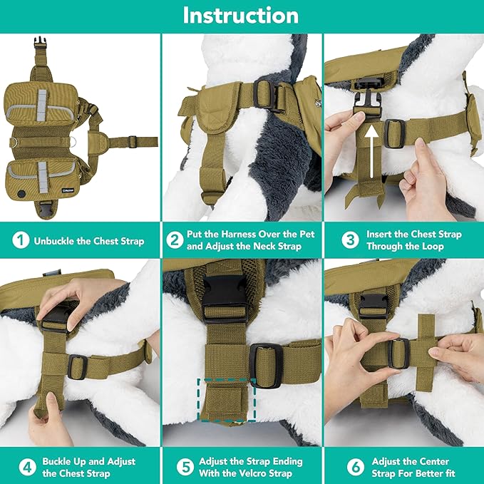 PetAmi Dog Backpack for Medium & Large Dogs, Saddle Bag for Dogs to Wear for Hiking, Pet Backpack Harness Dog Pack with Reflective Side Pockets for Walking Running
