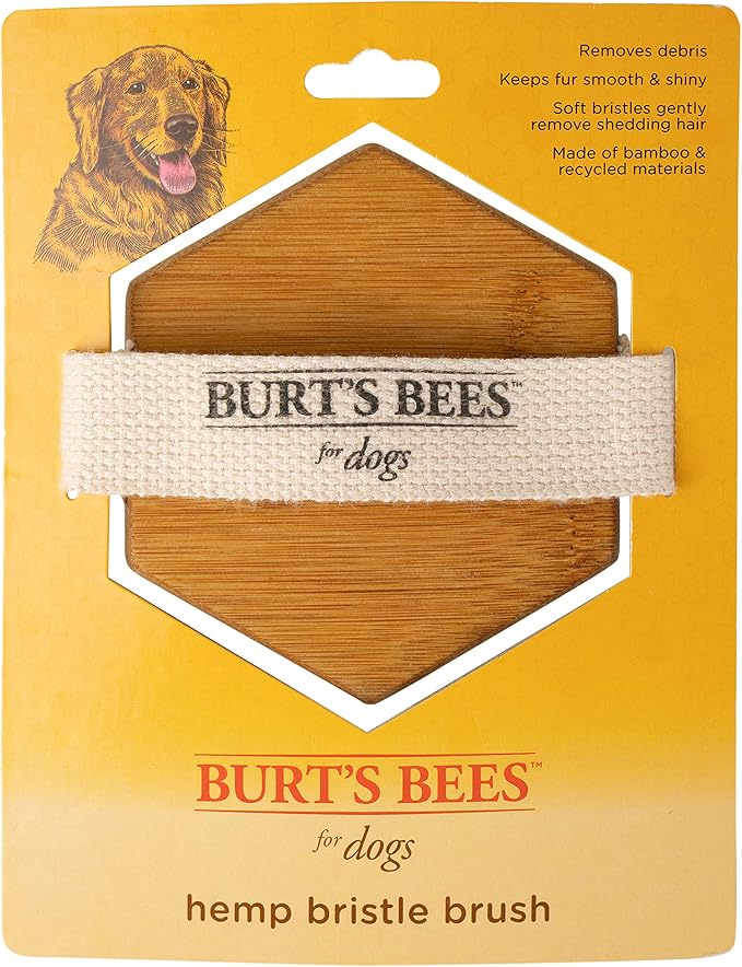 Burt's Bees for Pets Palm Brush with Hemp Bristles for Large Dogs, Ergonomic Handle Reduces Wrist Stress, Removes Dirt and Debris, Ideal for Daily Grooming, Made of Bamboo and Recycled Materials