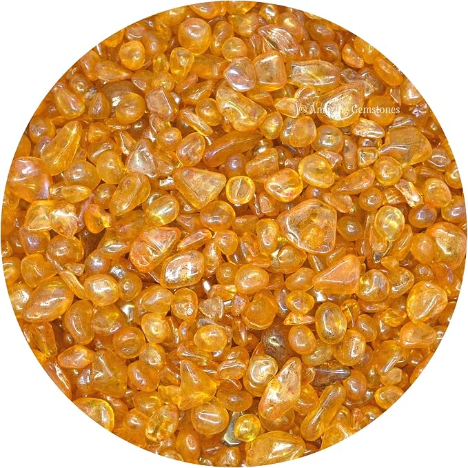 Amazing Gemstone Tangerine Aura Quartz Crystal Chips Aquarium Gravel Rocks - Aura Quartz Chips Bulk Fish Tank Gravel, Small Tumbled Stone Chips and Tiny Crystals for Decoration (1000+ Carat Chips)