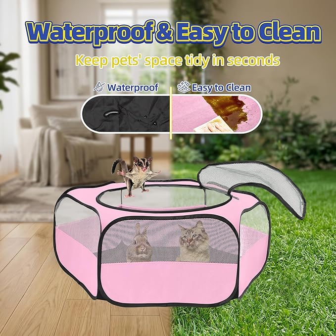 Small Animal Playpen with Mesh Cover & Waterproof Bottom Cat Tent Chicken Brooder Rabbit Guinea Pig Cage Playpen for Small Animals Indoor Outdoor Use