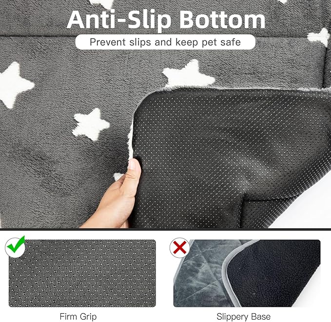 Mora Pets Dog Crate Pad Dog Kennel Bed Crate Mat for Large Dogs Washable Cute Star Pet Bed for Cage Ultra Soft Flat Pillow Cushion for Cozy Sleeping Anti-Slip Grey 42 x 27