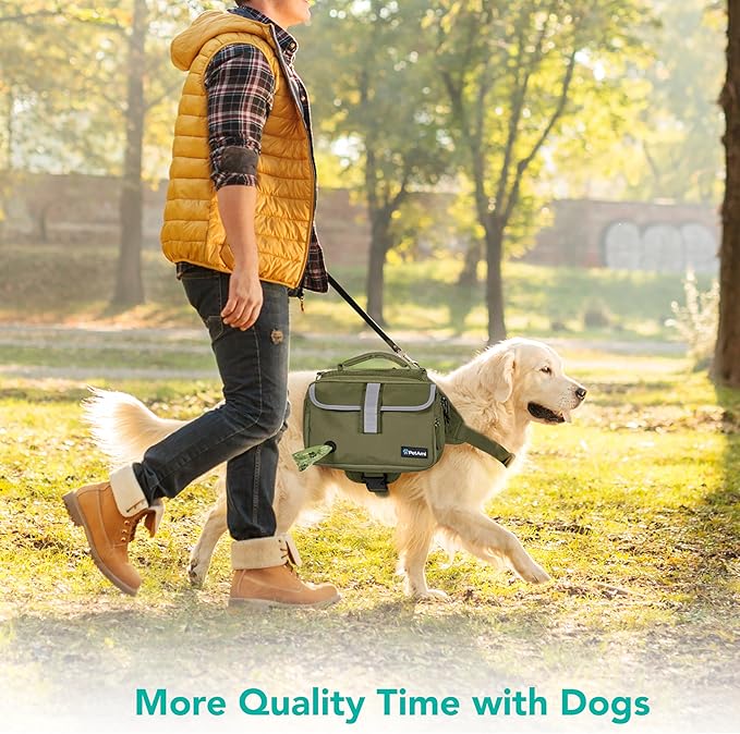 PetAmi Dog Backpack for Medium & Large Dogs, Saddle Bag for Dogs to Wear for Hiking, Pet Backpack Harness Dog Pack with Reflective Side Pockets for Walking Running