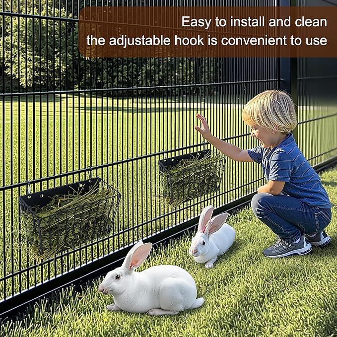2PCS Rabbit Hay Feeder with Heavy-Duty Metal Frame Guinea Pig Hay Feeder for Rabbits， Bunny, Guinea Pigs, Chinchillas， 9.6x4.5x6.3 inch