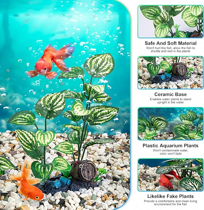 MyLifeUNIT Silk Aquarium Plants, 10 Pack Betta Fish Tank Decor for Aquarium Decoration and Fish Tank Decorations
