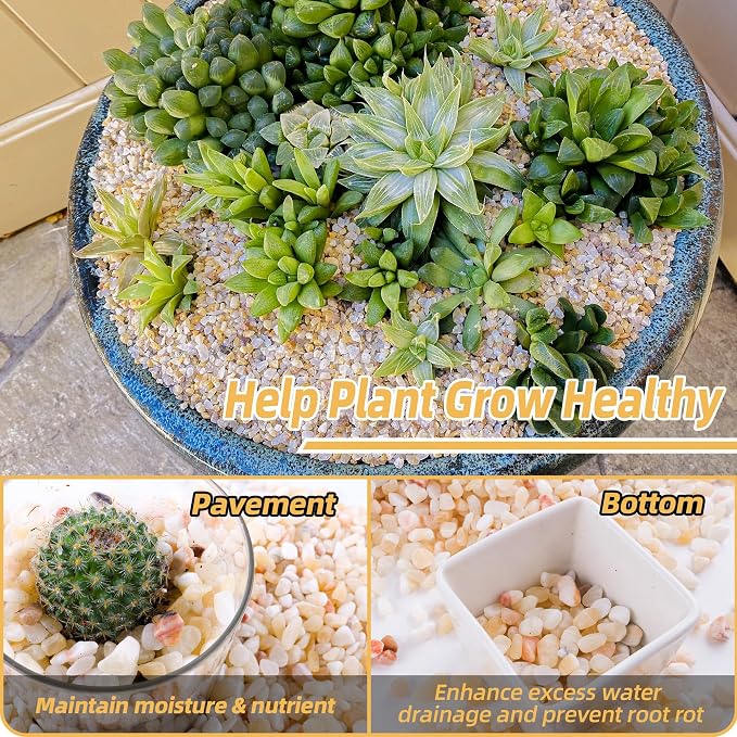CJGQ 18lb Aquarium Gravel for Plants, 1/5Inch Outdoor Decorative River Rocks for Succulents and Cactus Landscaping, Garden Plant Natural Small Pea Gravel for Fish Tank Vases Terrarium