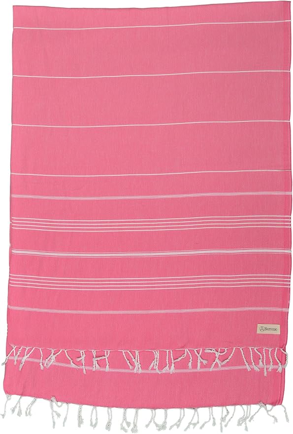 Bersuse Towels Anatolia XL Beach Blanket Throw Blanket Turkish Towel 100% Cotton Extra-Large Quick-Dry Lightweight Premium Peshtemal Towel - 61x82 Inches, Pink (Set of 6)