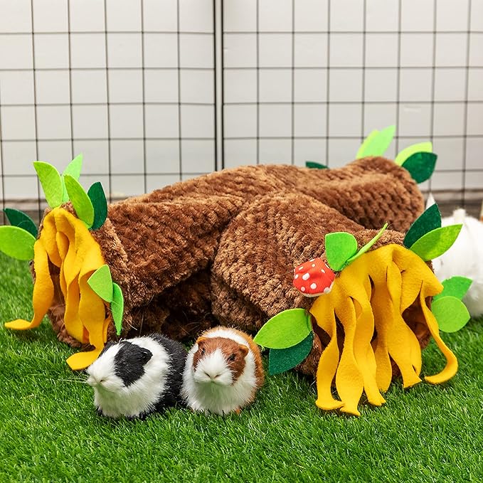 Guinea Pig Hideout - 3 Way Collapsible Small Animal Tunnel Tubes Toy for Rat Hamster Guinea Pig Hedgehog Chinchilla Lizard Baby Rabbit - Playing Sleeping Resting Guinea Pig Cage Accessories