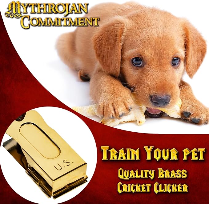 Mythrojan Brass and Steel Pet Training Clicker Puppy Dog Training Cricket Clicker U.S. Engraved WII Military Gear Metal Clicker (Clicker Pack of 2Pcs)