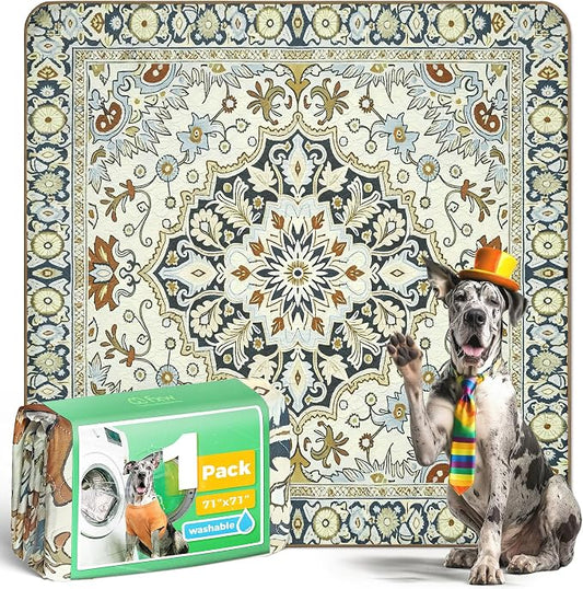 FXW Washable Pee Pads for Dogs, Puppy Pads with Super Absorbent, Specifically Designed for FXW Rollick/Homeplus 32/40/45inch 8 Panels Dog Playpen, 71" Square, Boho Beige, 1 Pack