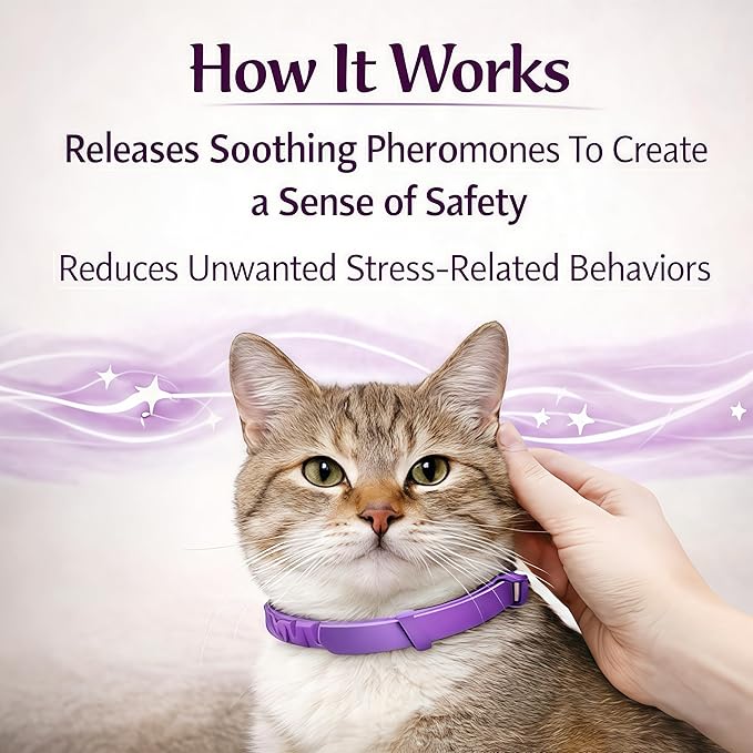 Calming Collar for Cats, Pheromone Infused for Anxiety Relief & Stress, Adjustable & Waterproof, 4 Pack(Blue)