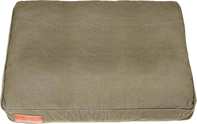WHITEDUCK Outdoor Dog Bed Heavy-Duty 12oz Canvas, Water-Repellent Cotton, Machine Washable Removable Cover with Full-Length Zipper, Dog Bed for Large Dogs & Crate, (Olive) 35" Lx20 Wx4.3 th (M)