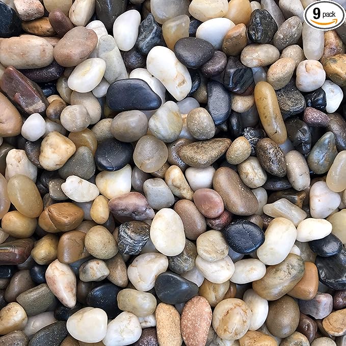 Voulosimi River Rock Stones, Natural Decorative Polished Mixed Pebbles Gravel,Outdoor Decorative Stones for Plant Aquariums, Landscaping, Vase Fillers (9 LB, Mixed Colors)