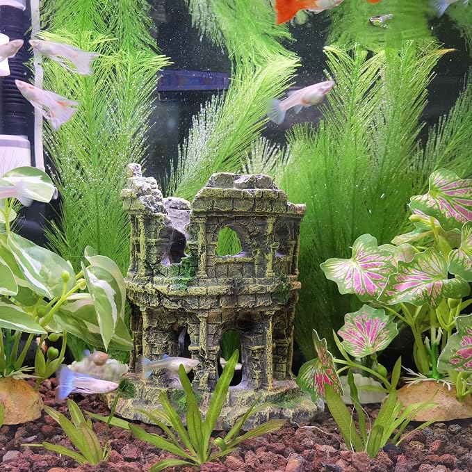 M2cbridge Fish Tank Artificial Silk Green Water Plants Aquarium Decor Soft Grass 3 Pack, 8"