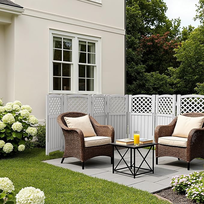 Greesum Air Conditioner Privacy Fence Screen, 4 Panels Trash Can Enclosure, 49.45" H x 22.62" W, Weather Resistant for Outdoor Pool Equipment, Garbage Bins, Grey