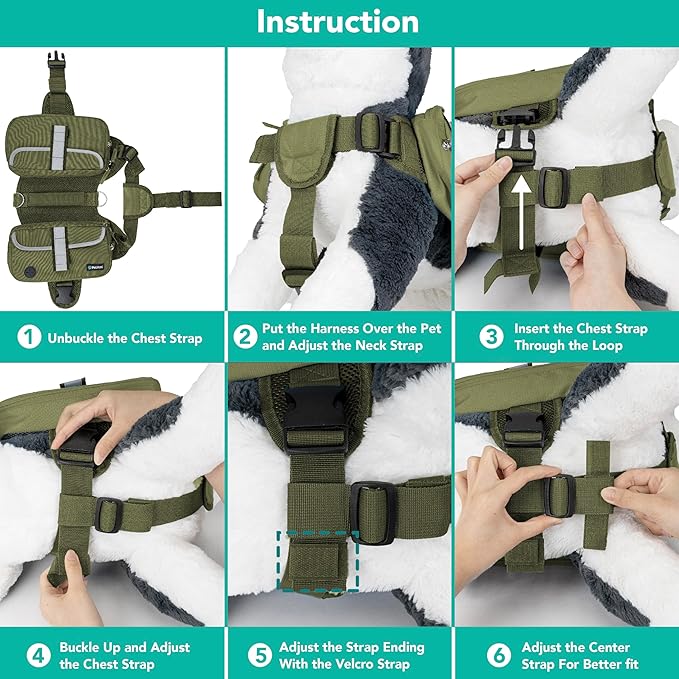 PetAmi Dog Backpack for Medium & Large Dogs, Saddle Bag for Dogs to Wear for Hiking, Pet Backpack Harness Dog Pack with Reflective Side Pockets for Walking Running