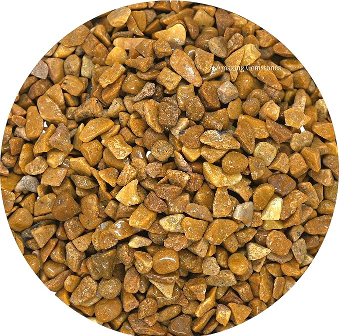 Yellow Jasper Crystal Chips Aquarium Gravel Rocks - Amethyst Chips Bulk Fish Tank Gravel, Small Tumbled Stone Chips and Tiny Crystals for Decoration (Natural AAA Grade Gemstones)