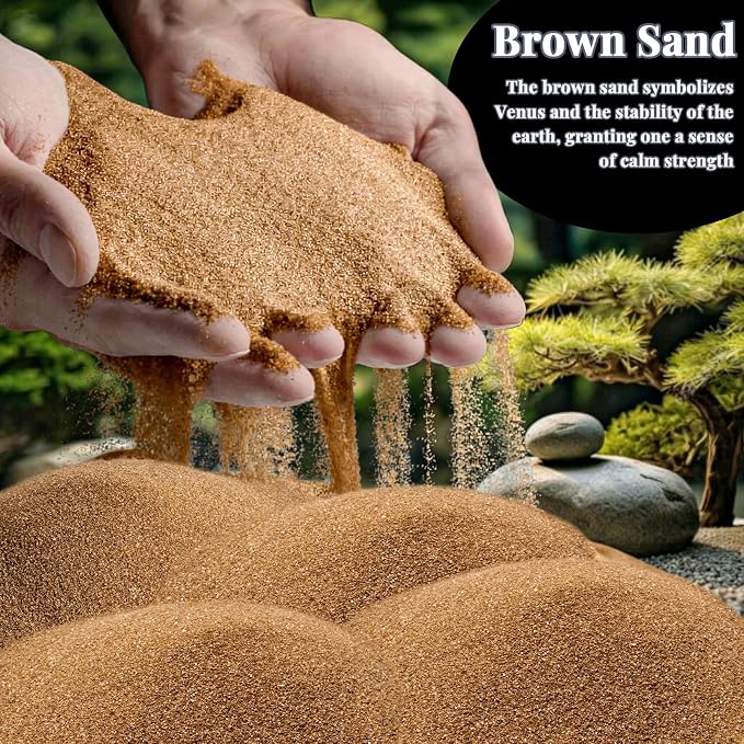 RAINFLOW 15oz Fine Brown Sand - Quartz Sand for Crafts & Decor | Decorative Sand for Aquarium Tank, Wedding Unity Ceremony, Zen Garden, Vase Filler & Incense Burner & Substrate