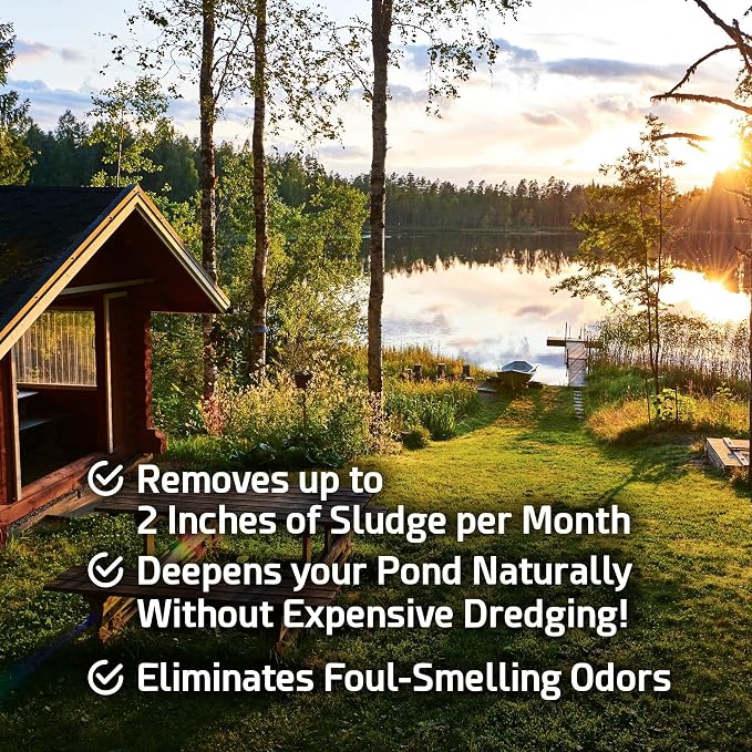 Pond Sludge Remover – 5 Pounds Beneficial Pond Bacteria & Enzyme Treatment - 100% Natural Muck Digester – Safe for All Aquatic Life and Recreation - Made in The USA