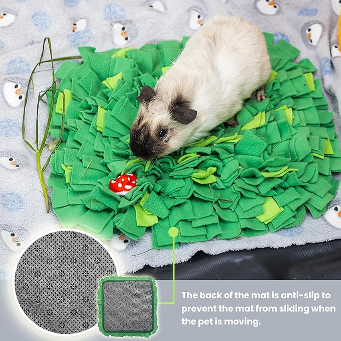 Rabbit Foraging Mat, Interactive Bunny Foraging Toy Indoor, Soft Pet Feeding Mat Toy Also for Hedgehog, Guinea Pig, Hamster, Chinchilla, Kitten, Puppy, Small Animals