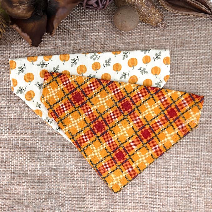 Ultra Joys Cat Collar with Bells - Breakaway Collar for Kittens & Cats - Orange Plaid Small