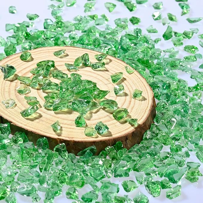 Green Blunt Crushed Glass Sprinkles,for Crafts Jewelry Making and DIY Resin Molds Decoration Glass Chips,3-6mm Glitter Colorful Clear Chunky Shards,Broken Crystals Sparkle (200g)