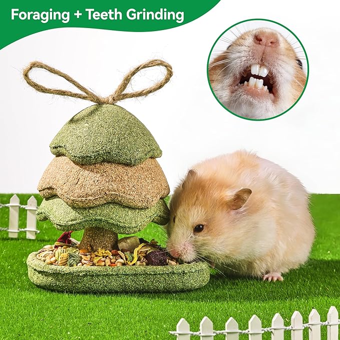2 Pack Guinea Pig Chew Toys, Prevent Teeth Overgrowth, Rabbit Chew Toys, Natural Treats for Rabbit/Hamster Toys, Natural Timothy Grass & Vegetables, Small Animal Toys for Habitat Decoration