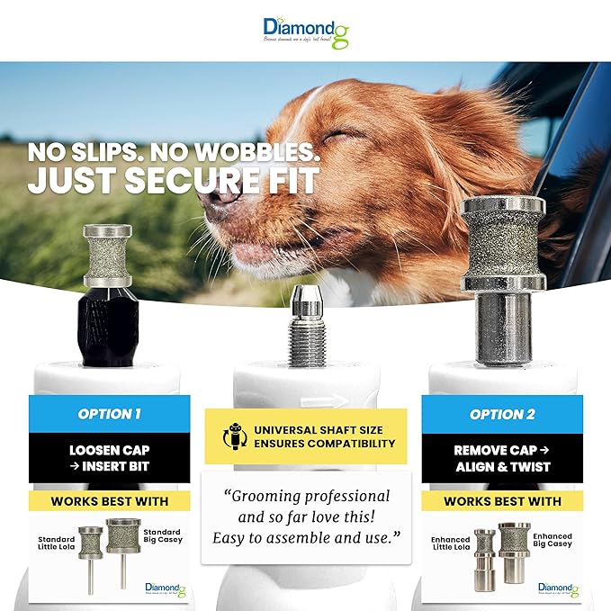Diamondg Cordless Dog Nail Grinder with Quiet Sound & LED Tip for Large & Small Dogs, 4hrs. Runtime - Electric Dog Nail Trimmer, Heavy Duty Rotary Tool Alternative to Toenail Clippers & Filers