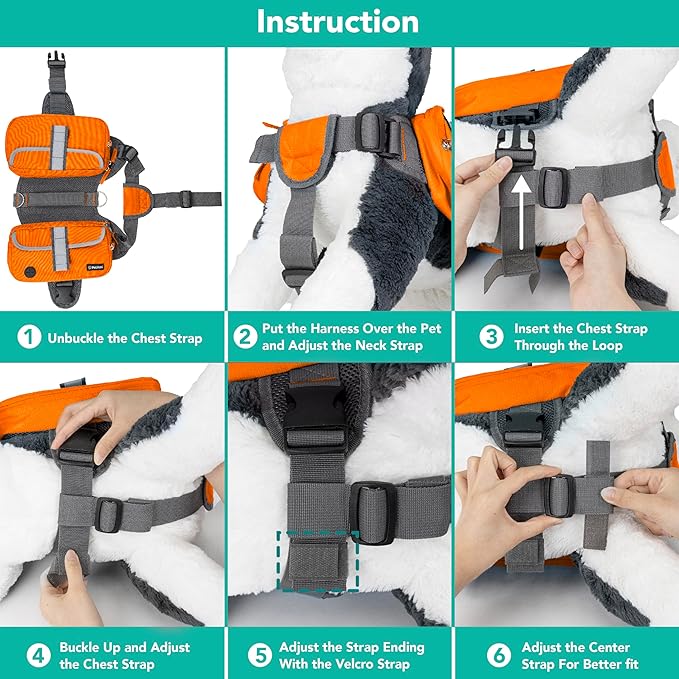 PetAmi Dog Backpack for Medium & Large Dogs, Saddle Bag for Dogs to Wear for Hiking, Pet Backpack Harness Dog Pack with Reflective Side Pockets for Walking Running