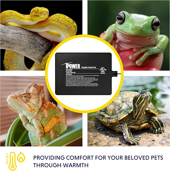 iPower 6 by 8-Inch 8W Reptile Heat Mat, LCD Digital Aquarium Thermometer, Under Tank Warmer Terrarium Heat Pad for Turtles Lizards Frogs and Other Small Animals, Multi Sizes