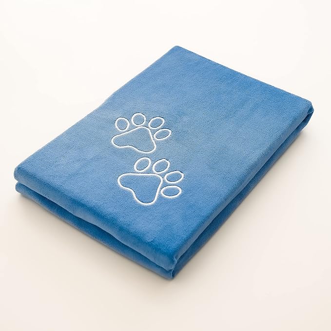 Unconditional Love | Premium Pet Drying Towel | Ultra Absorbent and Soft Microfiber Towel for Dogs and Cats (Blue) XL