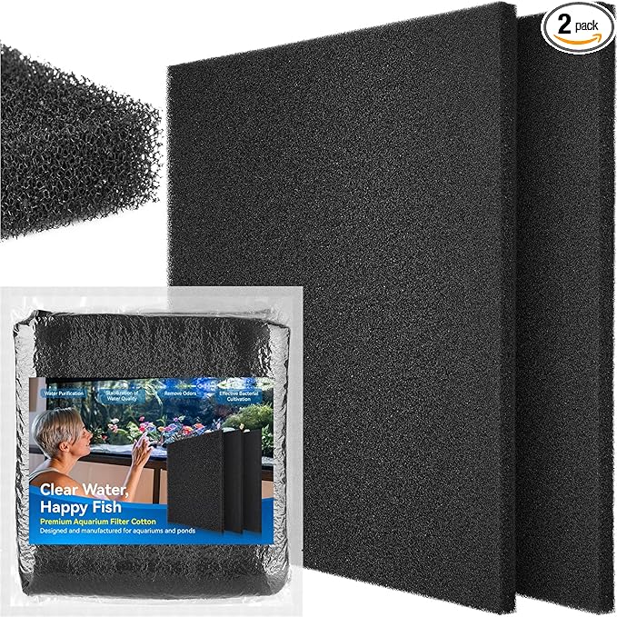 Borlech Aquarium Bio Filter Sponge Pad - Cut-to-Size Aquarium Filter Media for Fish Tank, Pond, Sump - Mechanical & Biological Filtration (18.5"x18.5"x0.8", 35PPI, 2 Pack)