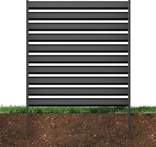 CJF Outdoor Privacy Screens, 42" H x 38" W Metal Air Conditioner Fence Panels, Pool Equipment Enclosure, Trash Can Screens Fence Kit for Outside Backyard Patio(Black/1-Panel)