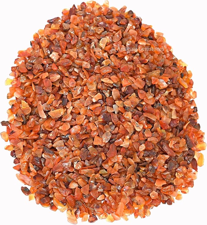 Amazing Gemstone Carnelian Crystal Chips Aquarium Gravel Rocks - Carnelian Chips Bulk Fish Tank Gravel, Small Tumbled Stone Chips, Tiny Crystals for Decoration (Natural AAA Grade) (1000+ Carat Chips)