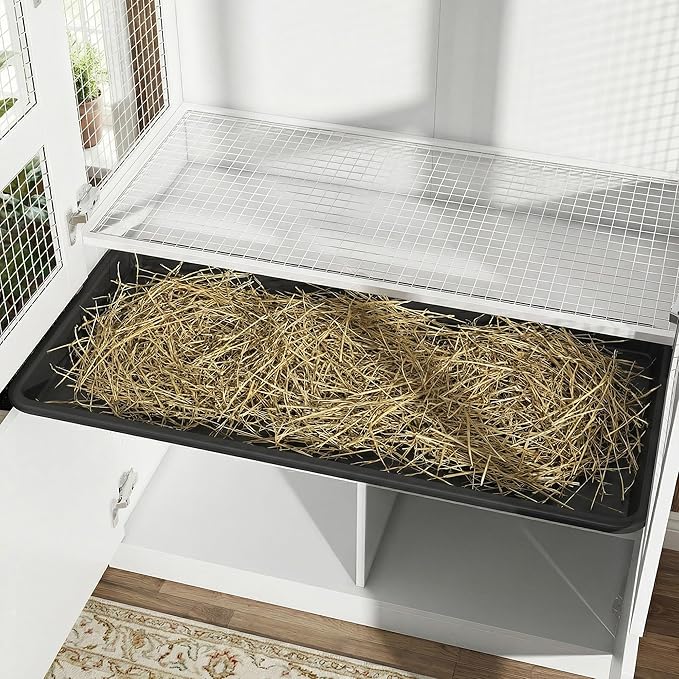 Large Bird Cage with Adjustable Storage Cabinet, White Flight Parakeet Parrot Cage with Pull-Out Tray and 3-Side Iron Mesh Design, DIY-Friendly, Tall Wide Bird Cages for Cockatiels, Finches