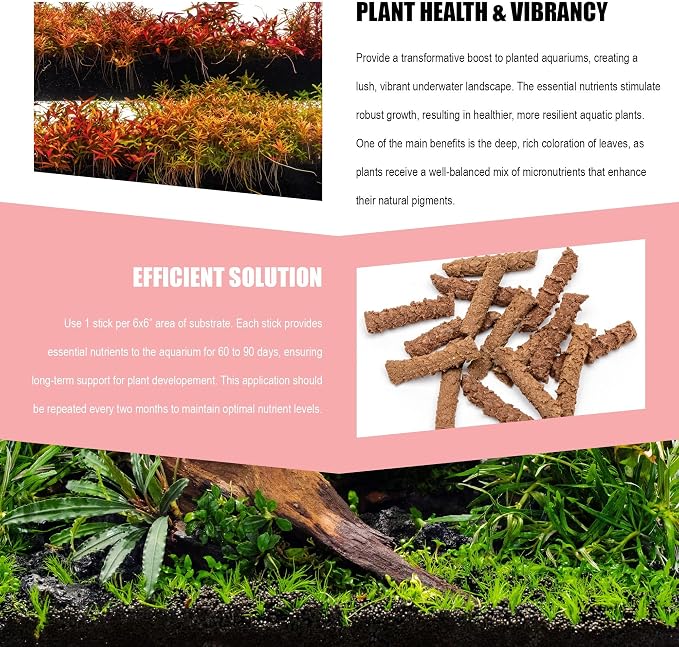 Dr. Tank Bottom Stick - Aquarium Plant Fertilizer Sticks for Aquatic Plants, Substrate Nutrients for Freshwater & Planted Tanks, Slow-Release Nutrients for Plant Growth, 15 Sticks - Vivid Stick