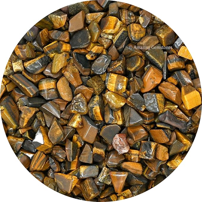 Amazing Gemstone Tiger Eye Crystal Chips Aquarium Gravel Rocks - Carnelian Chips Bulk Fish Tank Gravel, Small Tumbled Stone Chips and Tiny Crystals for Decoration (AAA Grade) (1000+ Carat Chips)