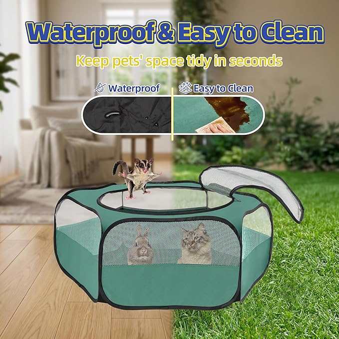 Small Animal Playpen with Mesh Cover & Waterproof Bottom Cat Tent Chicken Brooder Rabbit Guinea Pig Cage Playpen for Small Animals Indoor Outdoor Use