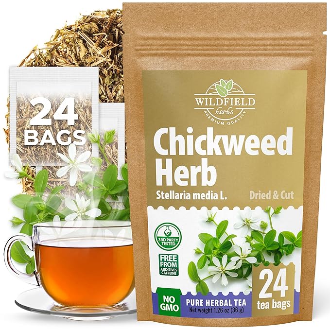 24 Bags Chickweed Herb Chickweed Tea (Stellaria Media) - 24 Count 2g Tea Bags Capiqui