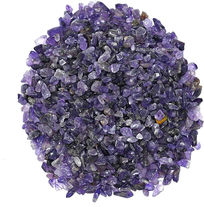 Amazing Gemstone Amethyst Crystal Chips and Rocks - 1000+ Carat Bulk Aquarium Gravel, Small Tumbled Stone Chips and Tiny Crystals for Fish Tank Decoration (Natural AAA Grade Gemstones)