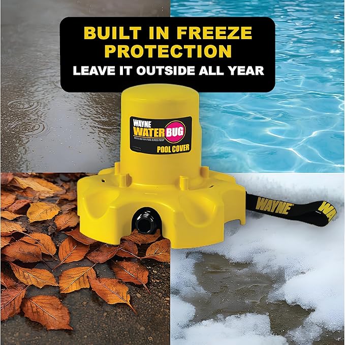 Wayne WaterBUG Automatic Pool Cover Pump – Freeze-Protected Submersible Water Pump for Winter Pool Covers, 1,900 GPH, Above Ground & In-Ground Pools, 25 ft Cord