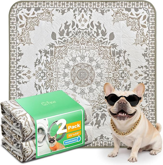 FXW Washable Pee Pads for Dogs, Puppy Pads with Super Absorbent, Specifically Designed for Potty Training, 35" Square, Boho, 2 Packs