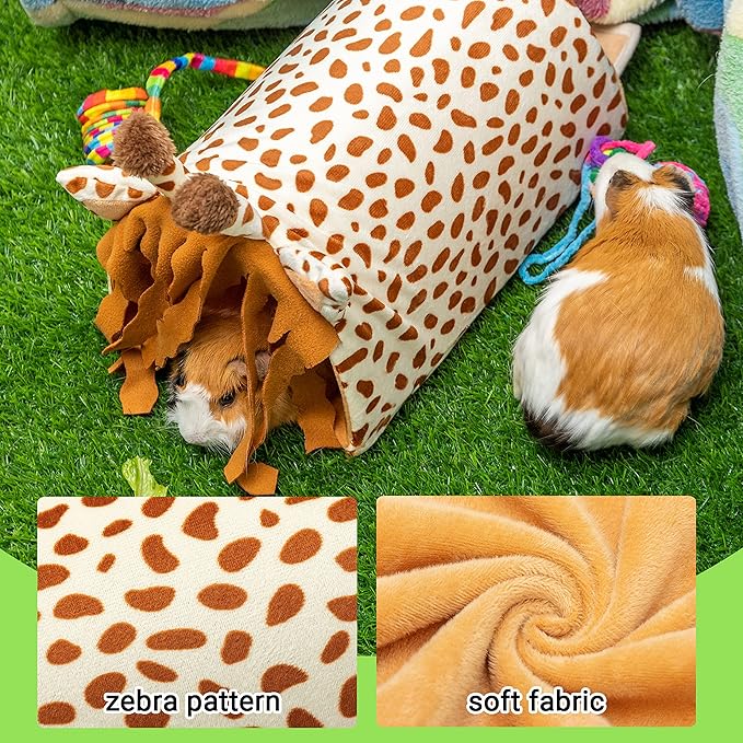 Guinea Pig Hideout - Fleece Tunnel House Cage Accessories for Rat Hamster Hedgehog Chinchilla Small Animal - Playing Sleeping Hunting Resting Washable Tube Bedding Habitats