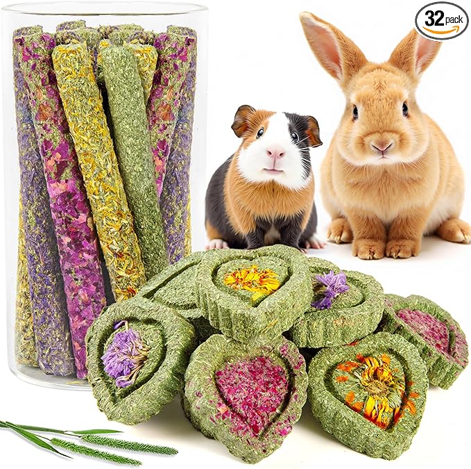 Sofier Timothy Hay Treats Rabbit Toys Bunny Guinea Pig Hamster Natural Chews for Teeth Handmade Rabbit Chews and Treats Chinchilla Rat Gerbil
